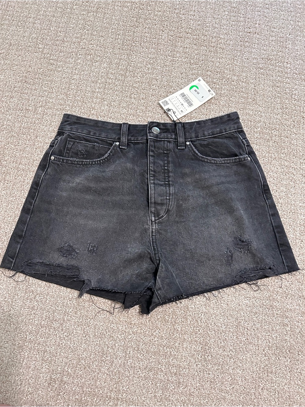 Brand New Zara HIGH RISE Denim Black Short Size 6